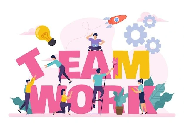 Flat design illustrated teamwork _ Premium Vector